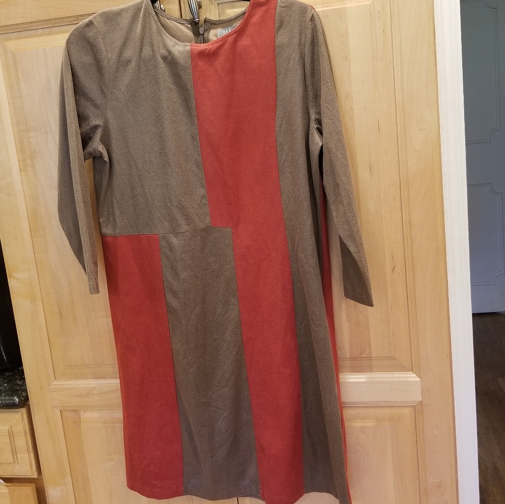 209 WST 38 Leather Patch Dress NWT Red Mocha